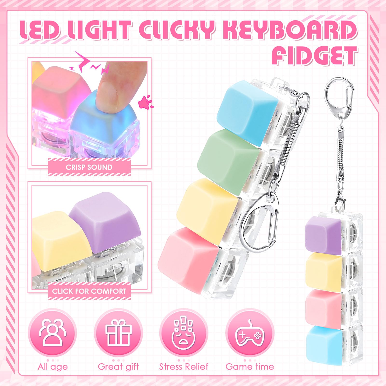 Chaveiro Fidget LED Iluminado, - Keyboard Switch Tester avaliação e preço